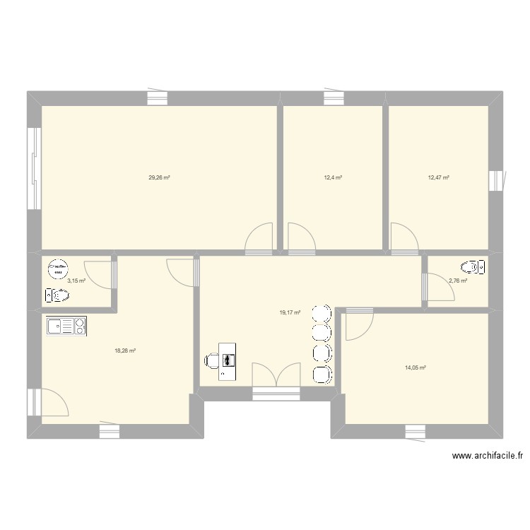 cab kine 5. Plan de 8 pièces et 112 m2