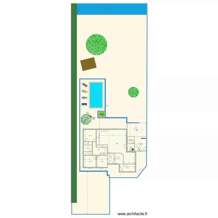 emplacement muret devant maison. Plan de 