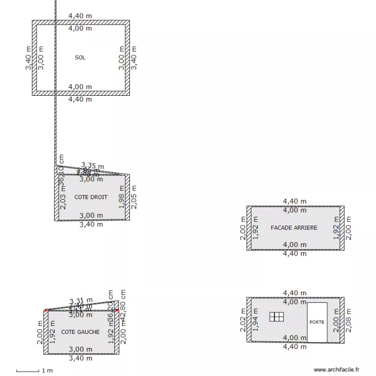 ABRI DE JARDIN: SOL ET FACADES. Plan de ABRI DE JARDIN: SOL ET FACADES. Plan de