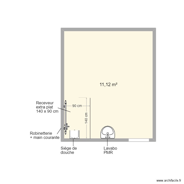 Hernandorena SDB projet 2 suite. Plan de 1 pièce et 11 m2