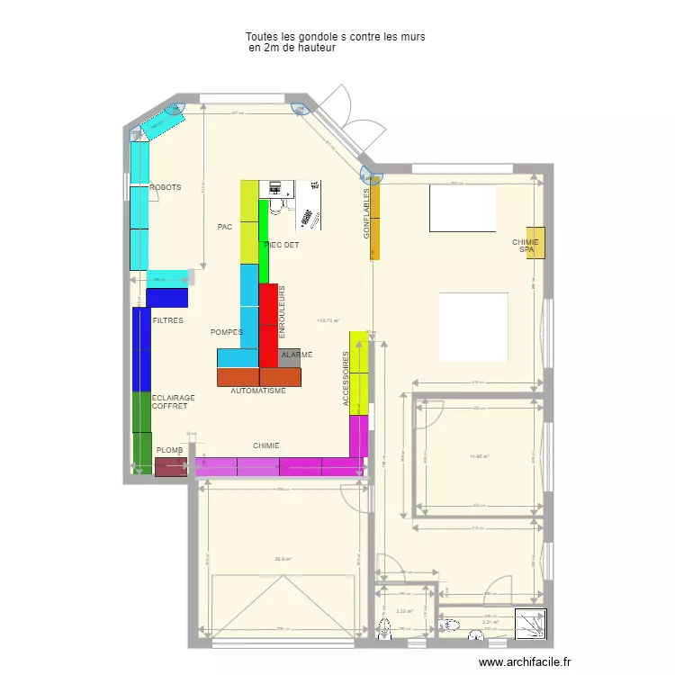 Magasin vide cot&eacute; 2. Plan de 