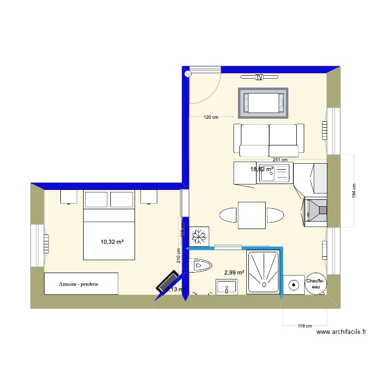 Louis Pasteur Projet. Plan de 4 pièces et 32 m2