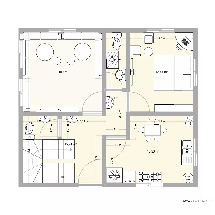 1 - RDC. Plan de 5  et 61 m²
