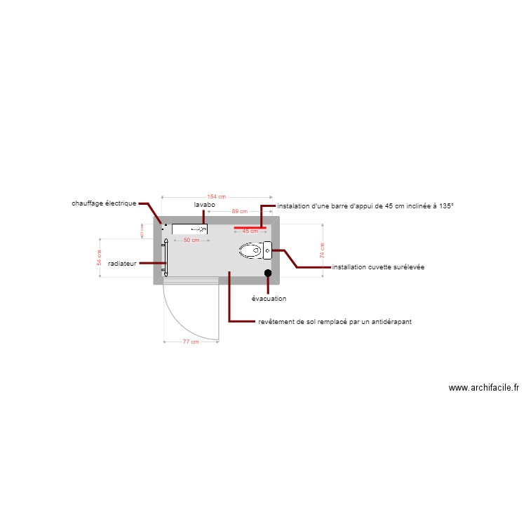 plan toilette projeté dossier 6440. Plan de 0 pièce et 0 m2