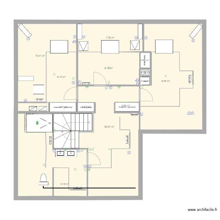 Plan Etage V2 Implantation Elec. Plan de 0 pièce et 0 m2