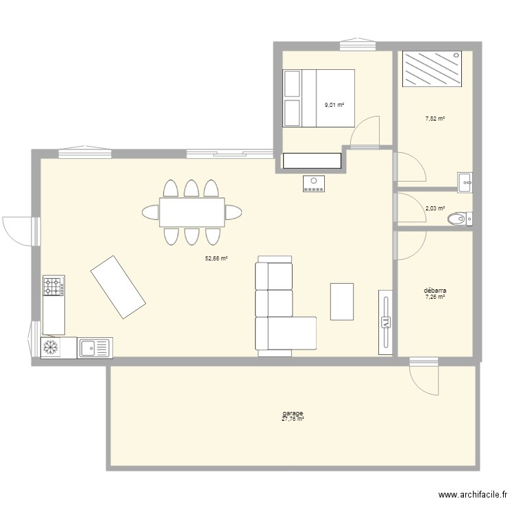 plan maison 2. Plan de 6 pièces et 107 m2