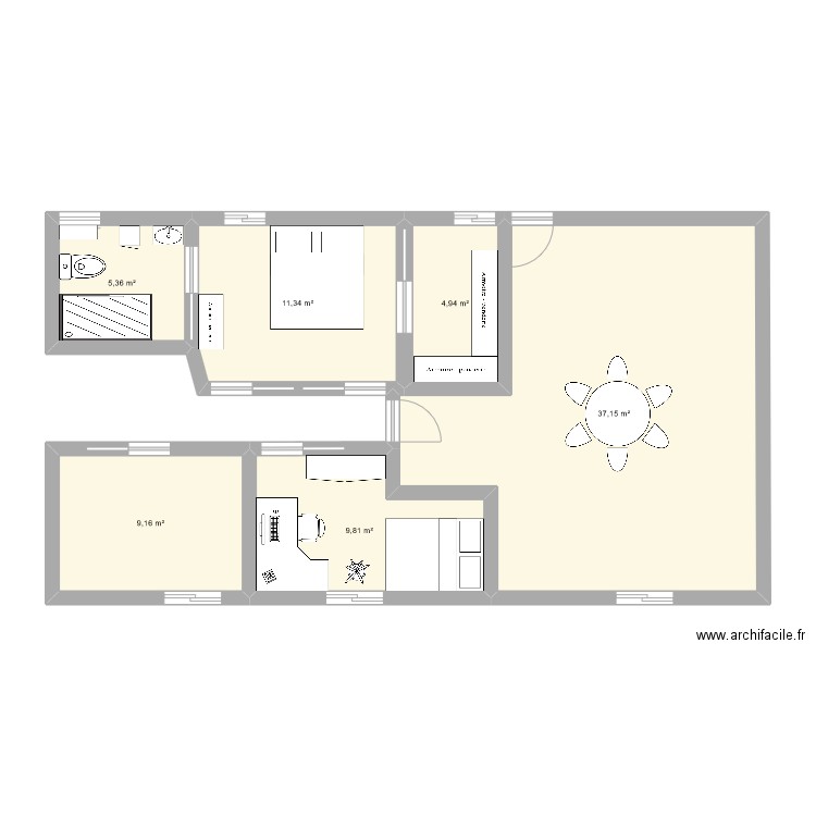 extension 29.07. Plan de 6 pièces et 78 m2