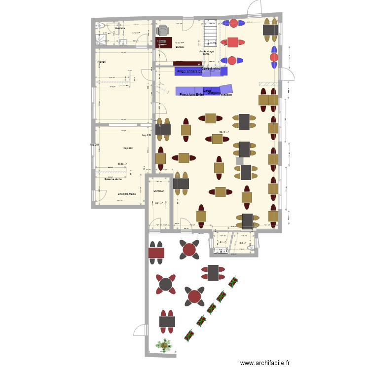 Zone 1 meublé. Plan de 0 pièce et 0 m2