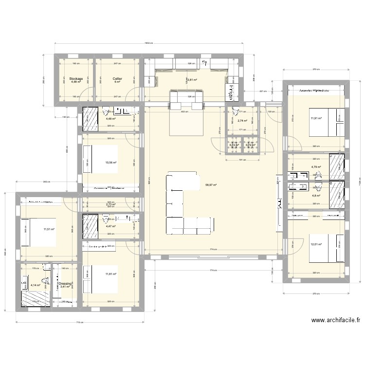 didier 140622. Plan de 19 pièces et 173 m2