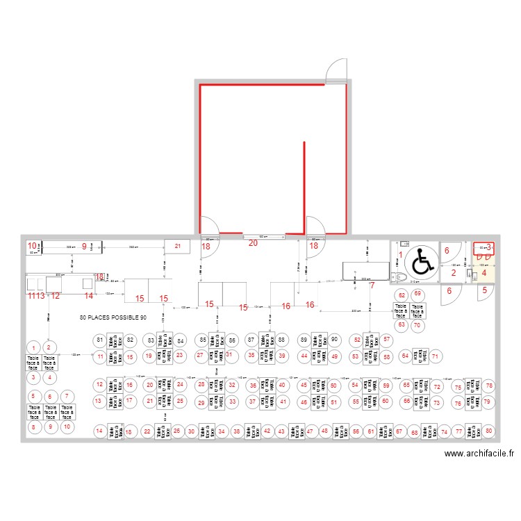 lao 80 PLACES. Plan de 0 pièce et 0 m2