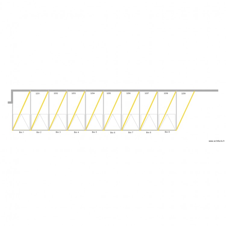 Parking 9 boxes. Plan de 0 pièce et 0 m2