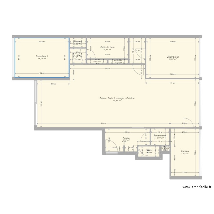 Appartement 98m² après casse. Plan de 0 pièce et 0 m2
