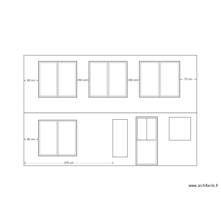 Plan faca implantation fenêtres. Plan de 0 pièce et 0 m2