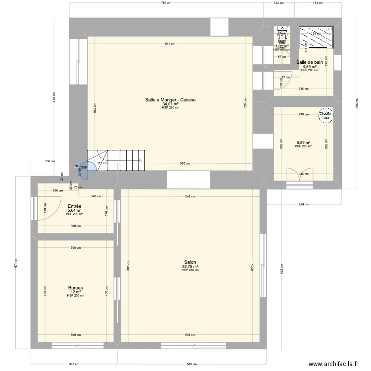 Maison avec Extention. Plan de 14 pièces et 181 m2