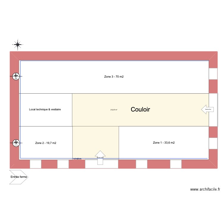 Bergerie - Ebauche . Plan de 1 pièce et 212 m2