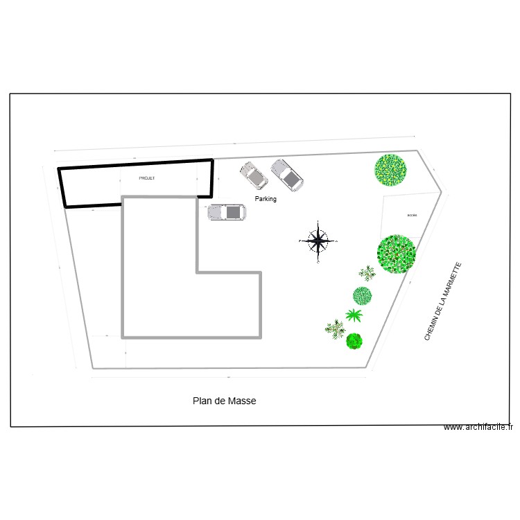 Plan masse 2. Plan de 2 pièces et 209 m2