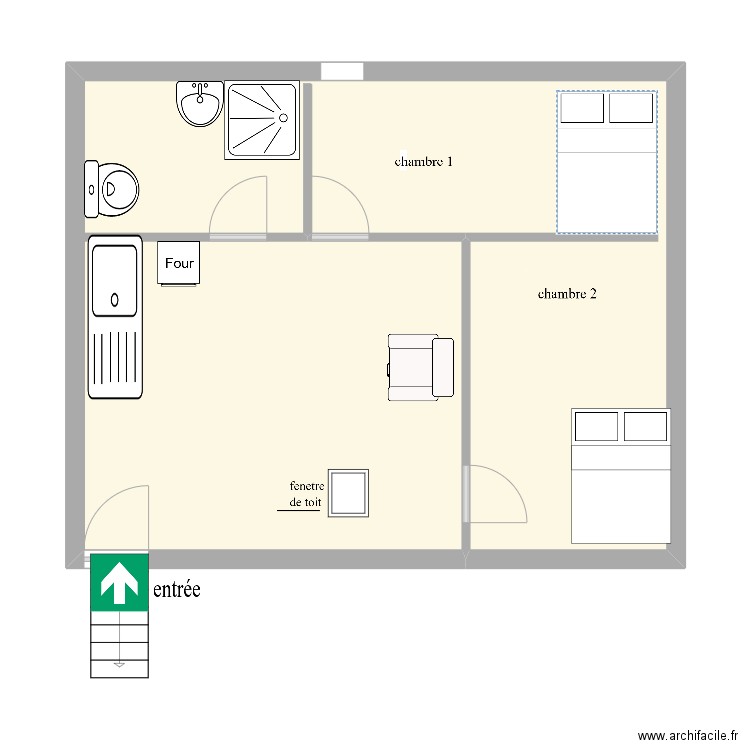 1b casanova. Plan de 1 pièce et 52 m2