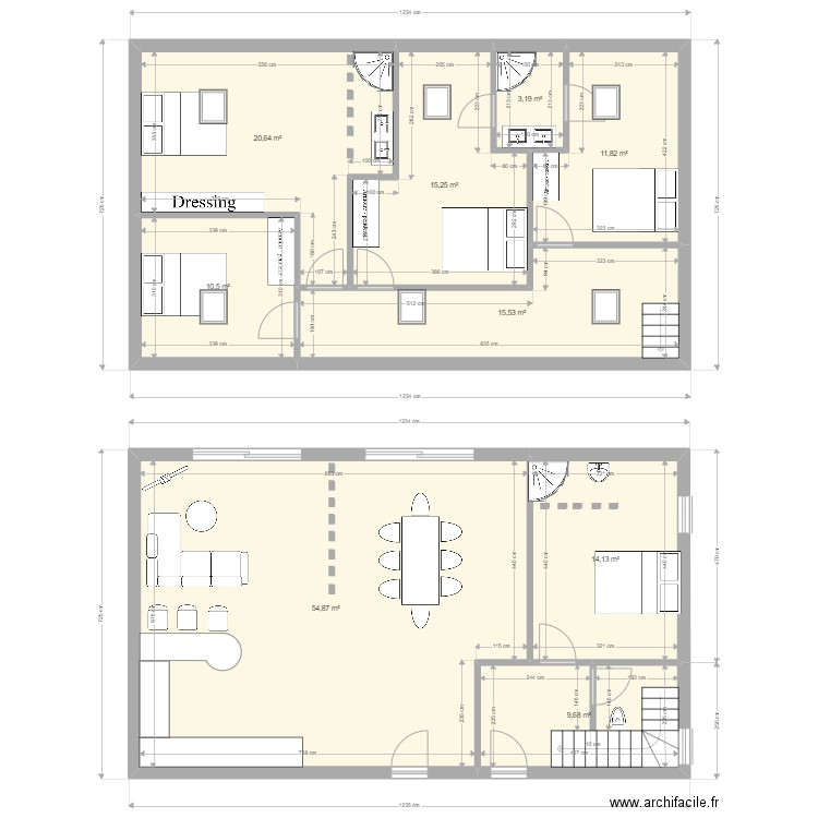 bernardin. Plan de 9 pièces et 156 m2