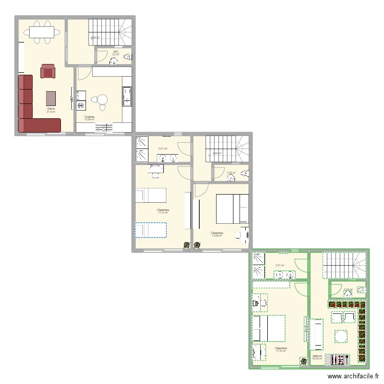 Maison 50 mettre 7*7. Plan de 0 pièce et 0 m2