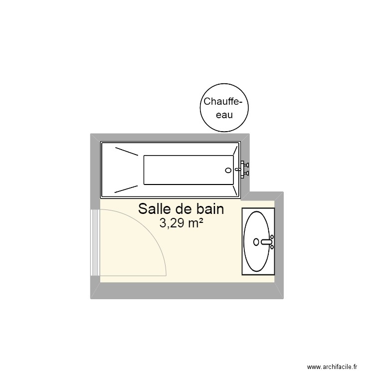 Salle de bain. Plan de 1 pièce et 3 m2