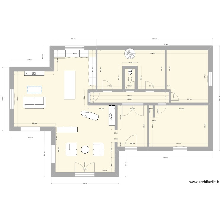 Minelle. Plan de 5 pièces et 133 m2