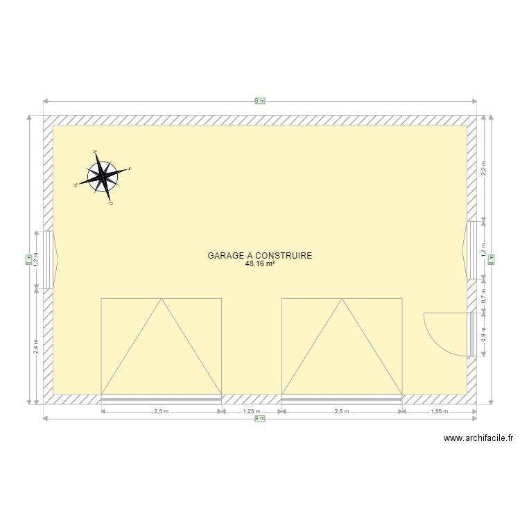 PLAN GARAGE PC4B 2. Plan de 1 pièce et 48 m2