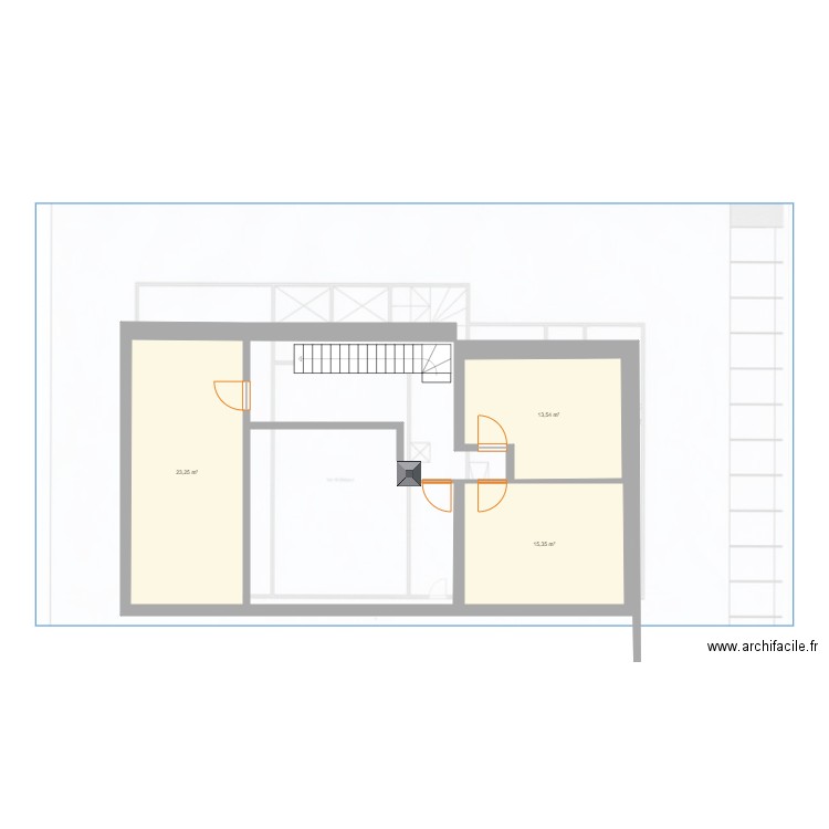 PLAN HAUT MAISON. Plan de 3 pièces et 52 m2