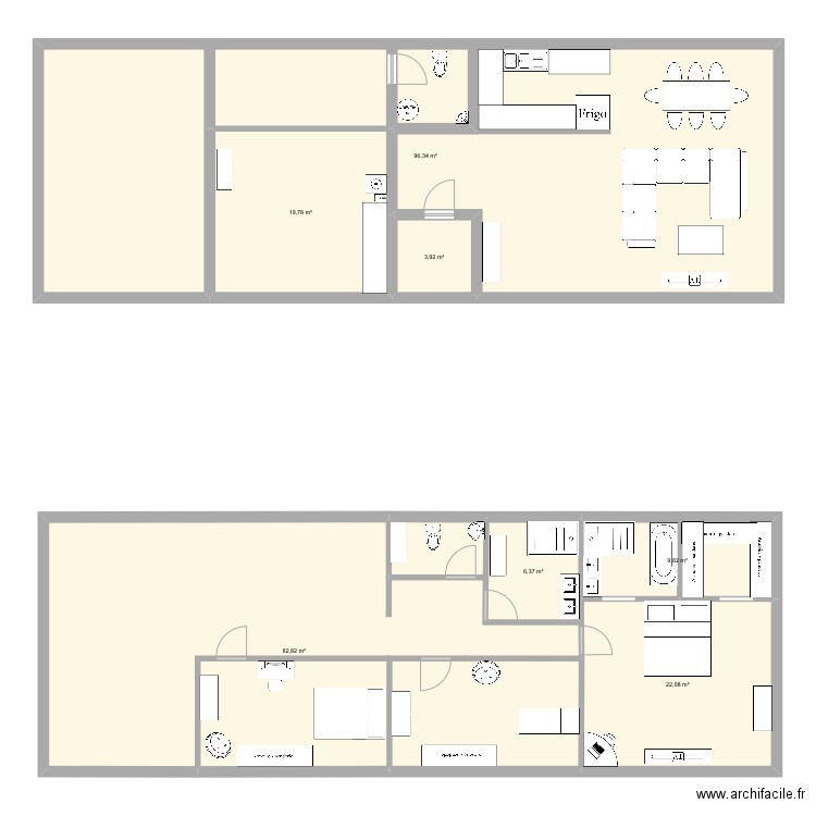 Seven house rdc. Plan de 7 pièces et 241 m2