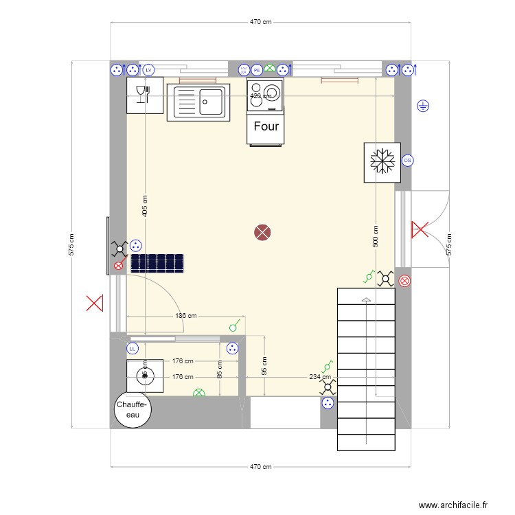 CUISINE V2. Plan de 2 pièces et 21 m2