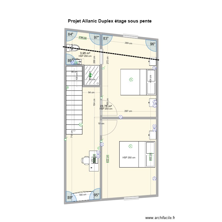 projet allanic projet duplex etage. Plan de 3 pièces et 40 m2