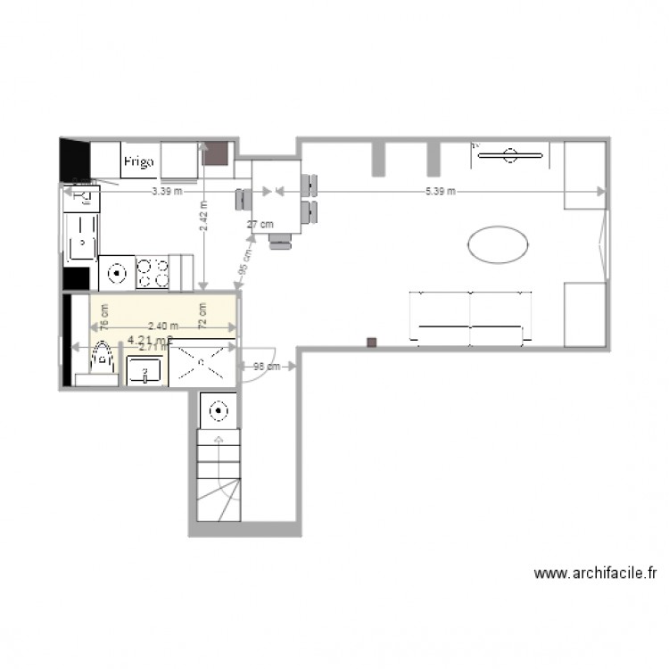 PLAN projet 1 Appartement FOURMENT  SDB 1 bis. Plan de 0 pièce et 0 m2