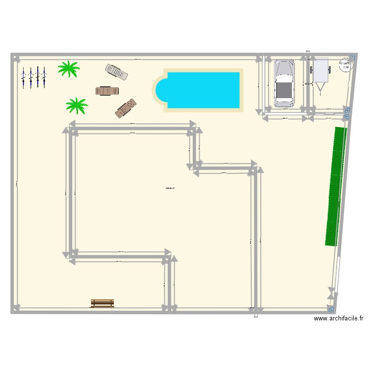 garage piscine. Plan de 2 pièces et 572 m2