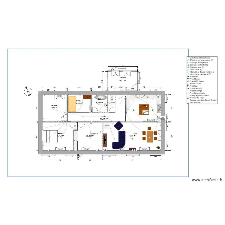 antoine champas. Plan de 2 pièces et 230 m2