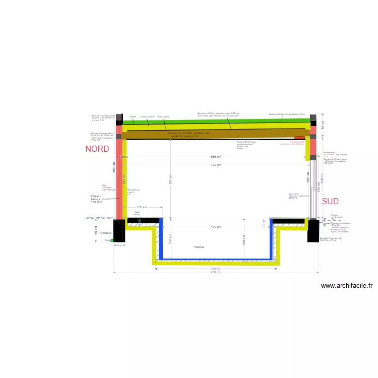piscine coupe nord-sud coque v1. Plan de 