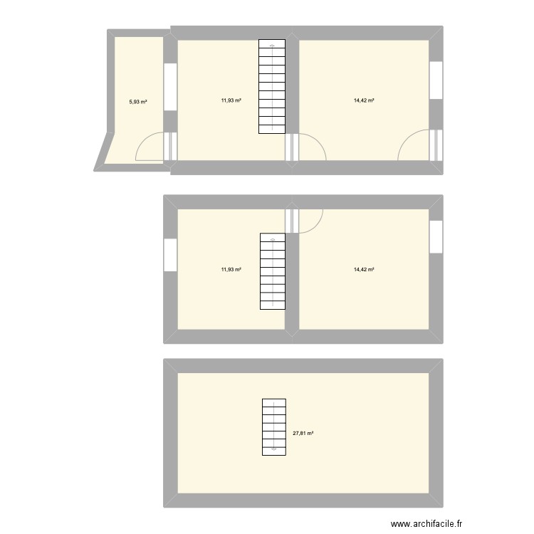 blc 1. Plan de 6 pièces et 86 m2