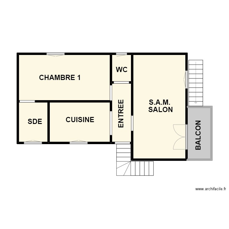 SAULNIER. Plan de 6 pièces et 51 m2