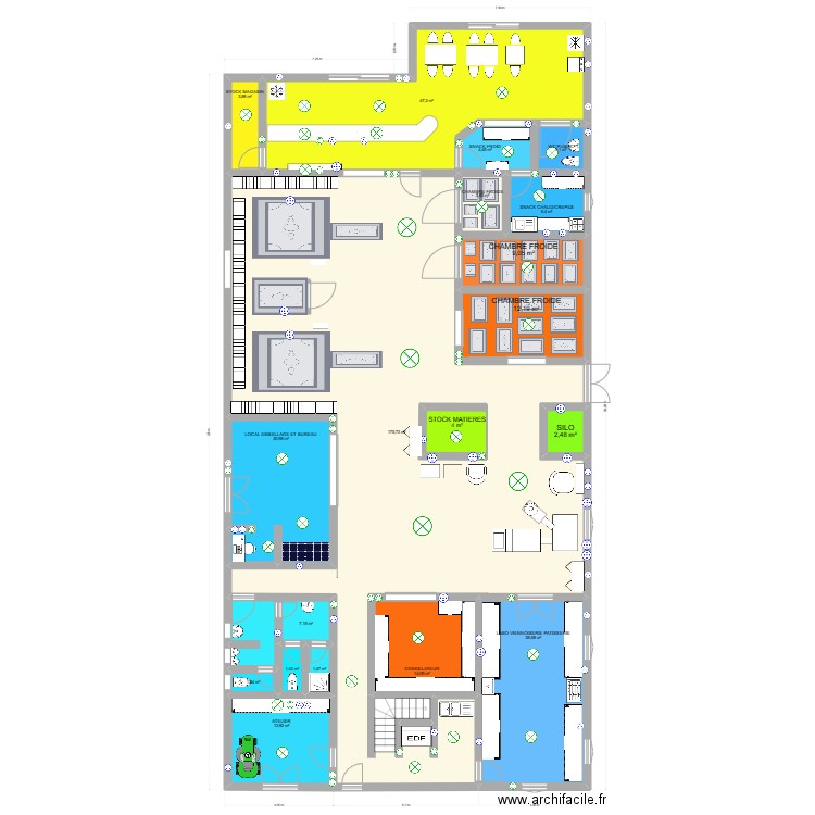 BOULANGERIE. Plan de 19 pièces et 366 m2