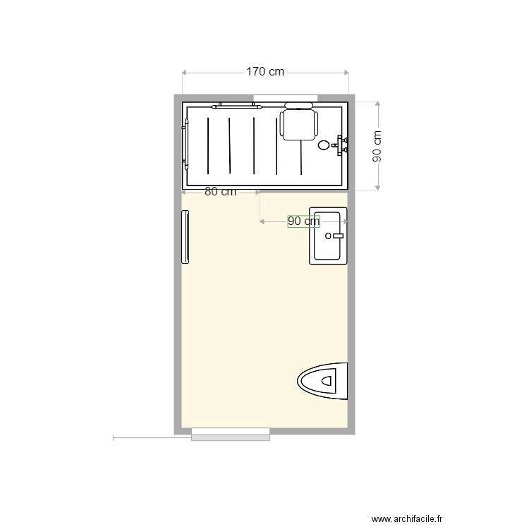 PLan après travaux Poupon. Plan de 1 pièce et 6 m2