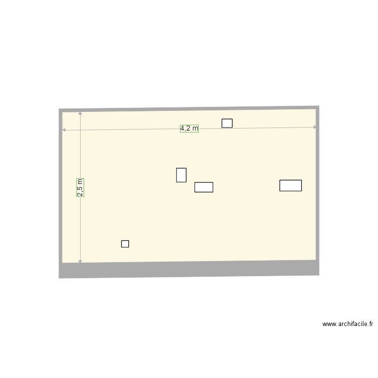 Plan Coupe Cuisine . Plan de 1 pièce et 11 m2