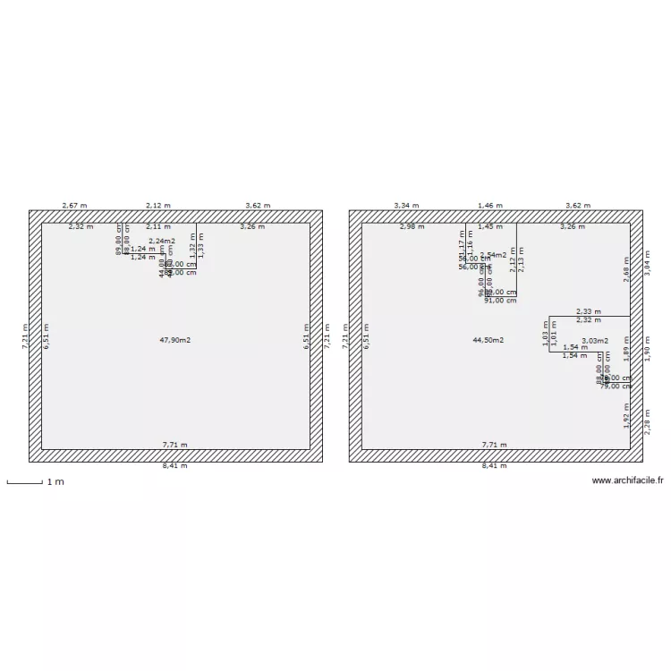 superficie maison sur cour projet&eacute;. Plan de 