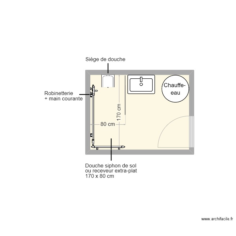 Thouvenot SDB projet. Plan de 1 pièce et 4 m2