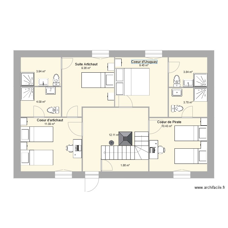 V1 Le Coeur projet meublé. Plan de 0 pièce et 0 m2