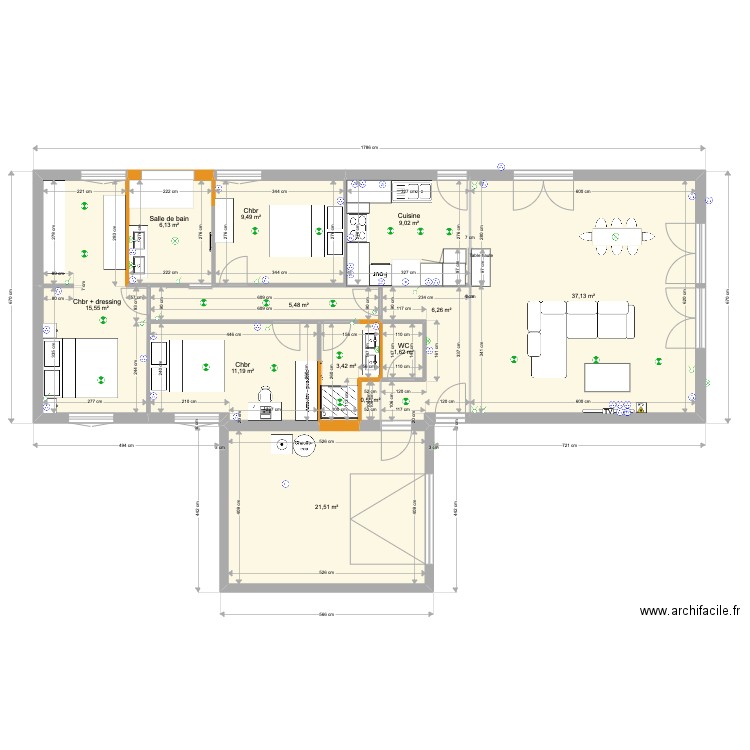 Maison l'Union finale2. Plan de 12 pièces et 127 m2