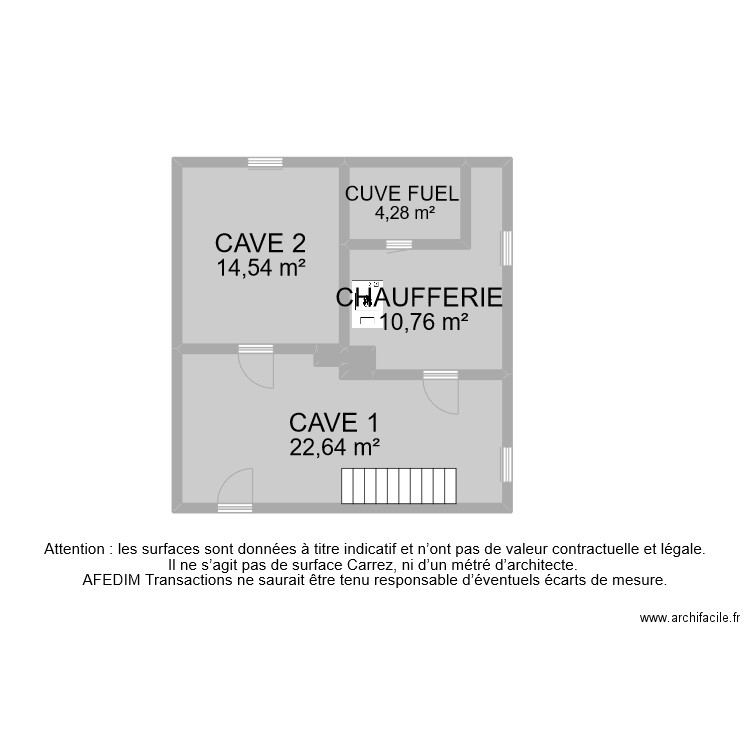 BI 9188 SOUS SOL . Plan de 6 pièces et 53 m2