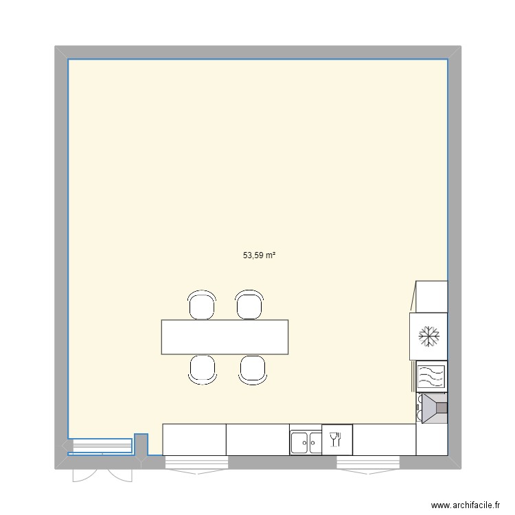 CUISINE 1. Plan de 1 pièce et 54 m2