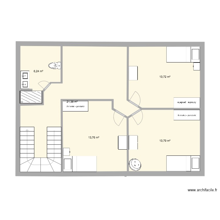 plan étage 2 placards intégrés. Plan de 0 pièce et 0 m2