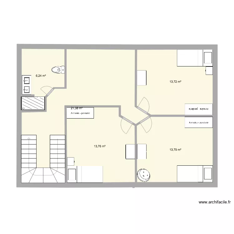 plan &eacute;tage 2 placards int&eacute;gr&eacute;s. Plan de 