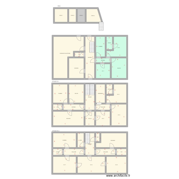 BOURRET. Plan de 39 pièces et 304 m2