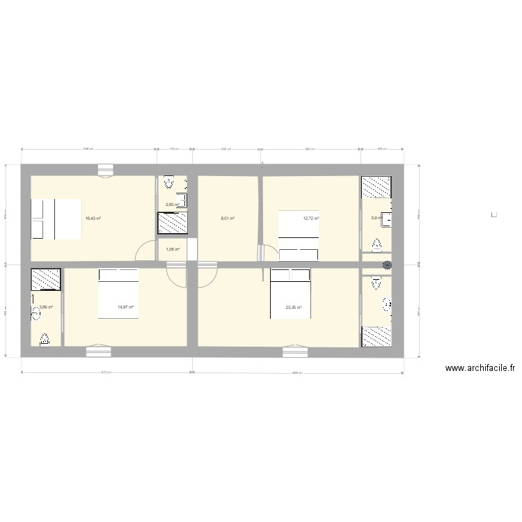 colas 04 11 21 étage. Plan de 19 pièces et 234 m2