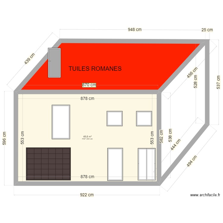 PLAN FACADE 2. Plan de 2 pièces et 75 m2